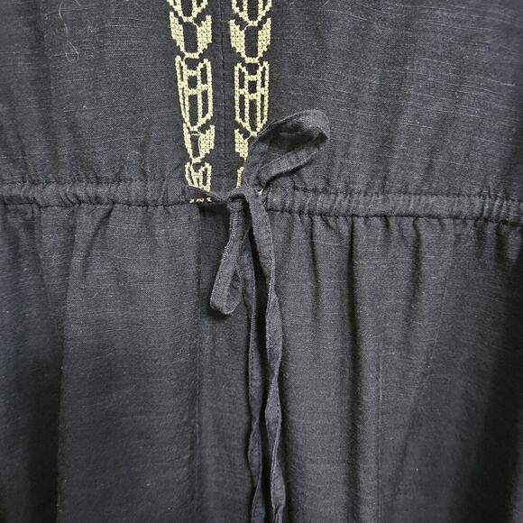 Gap Navy Blue Embroidered Mini Dress Sz M Drawstring Waist Pockets Lined - Picture 4 of 9